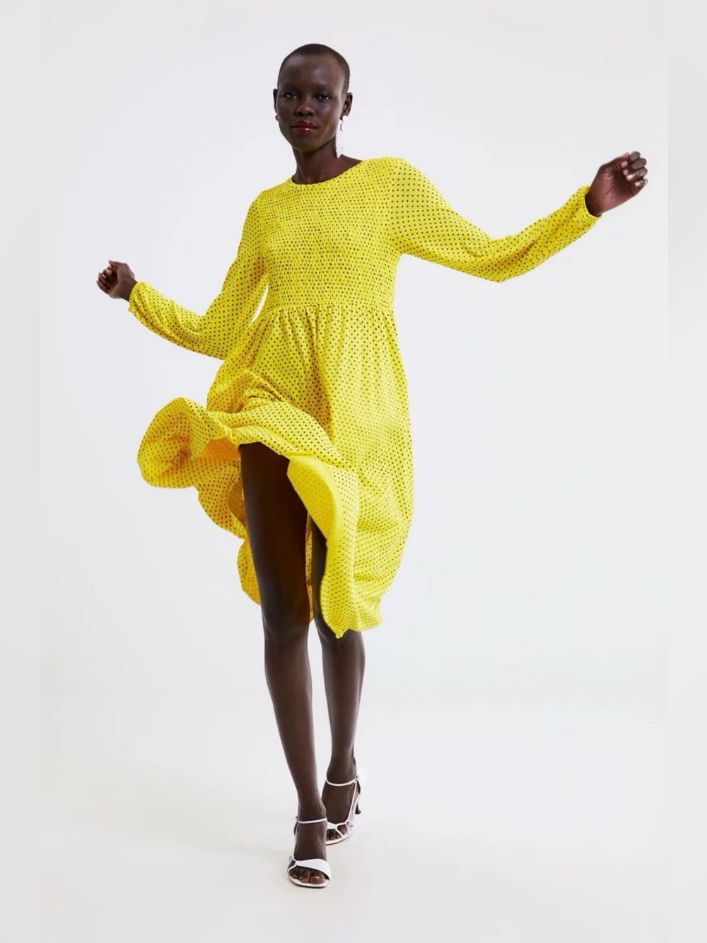 Zara Yellow Polka Dot Maxi Dress